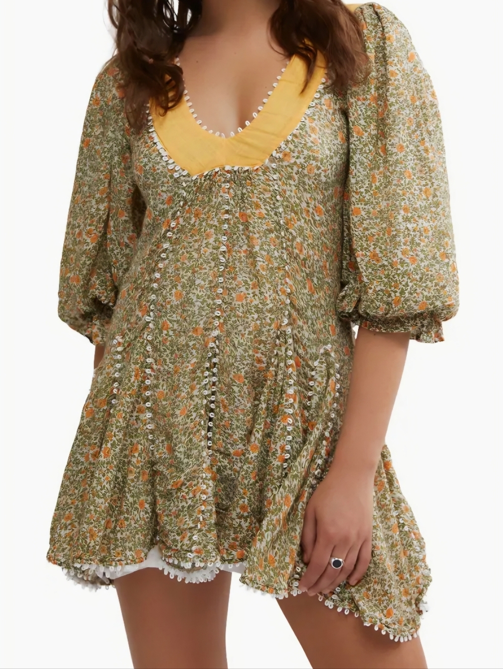 New Free People Bali Coral Mini Dress in Whisper